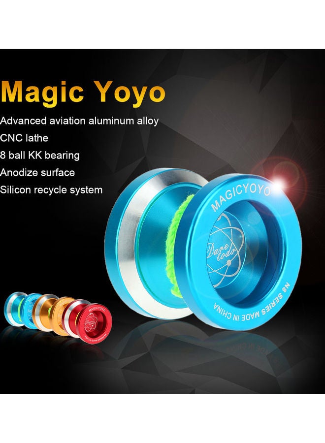 Professional Magic Yoyo N8 Aluminum Alloy Metal Yoyo 8 Ball KK Bearing with Spinning String for Kids Blue 9 x 6.2cm