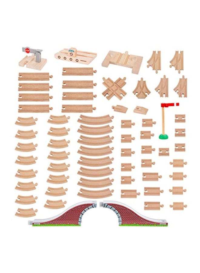 68-Piece Wooden Train Track Set