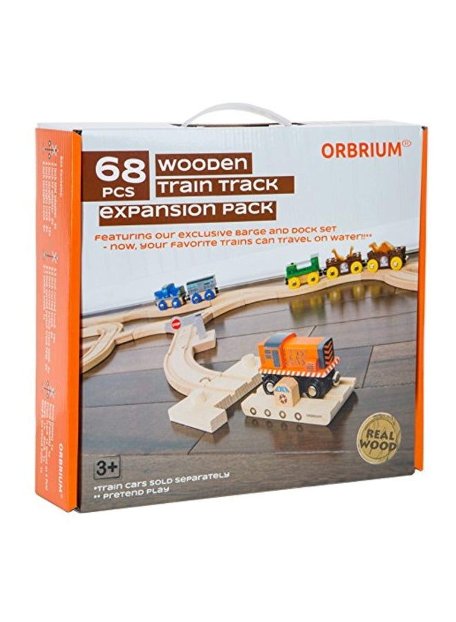 68-Piece Wooden Train Track Set