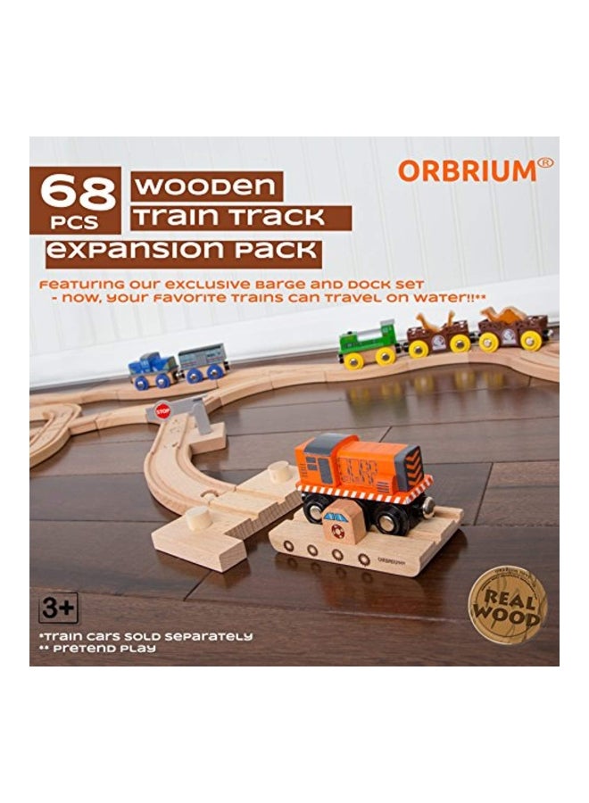 68-Piece Wooden Train Track Set