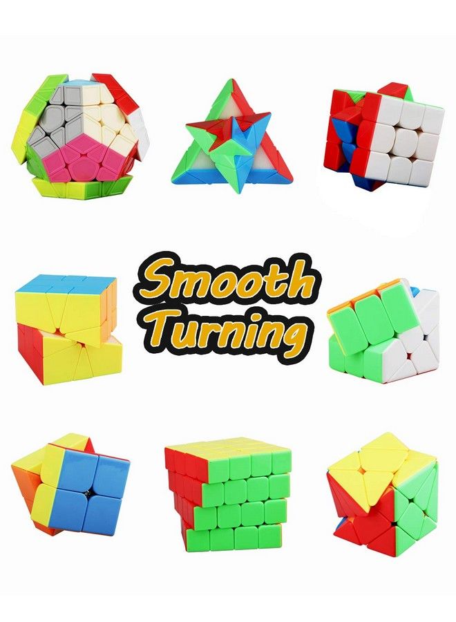 Speed Cube Set 8 Pack Magic Cube ; Includes Speed Cubes 3X3, 2X2 Speed Cube, 4X4 Speed Cube, Pyramid Cube, Megaminx Cube Puzzle Cube Bundle Collection Cube Toys Gift For Kids & Adults