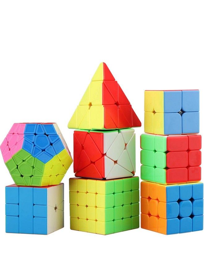 Speed Cube Set 8 Pack Magic Cube ; Includes Speed Cubes 3X3, 2X2 Speed Cube, 4X4 Speed Cube, Pyramid Cube, Megaminx Cube Puzzle Cube Bundle Collection Cube Toys Gift For Kids & Adults