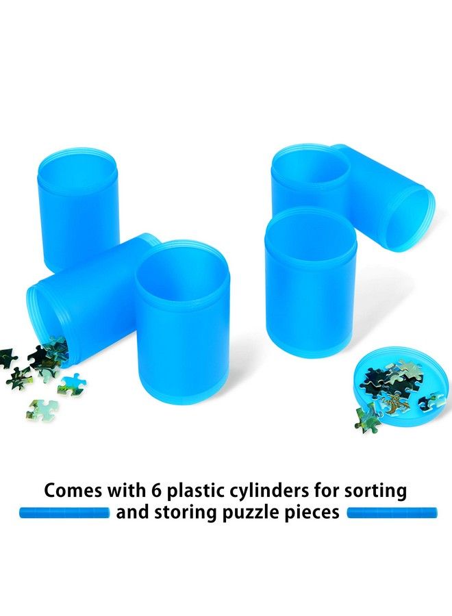 Double Sided Jigsaw Puzzle Mat 2Mm Thick Neoprene Puzzle Roll Mat Portable Puzzle Board Holder Saver With Storage Bag & Plastic Cylinder Up To 1500 Pieces Black & Khaki