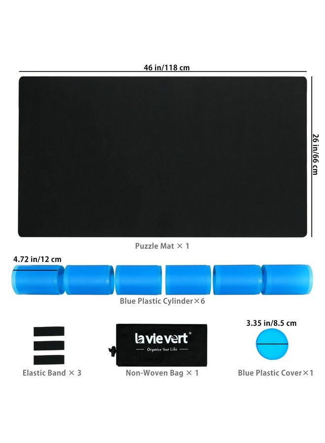 Double Sided Jigsaw Puzzle Mat 2Mm Thick Neoprene Puzzle Roll Mat Portable Puzzle Board Holder Saver With Storage Bag & Plastic Cylinder Up To 1500 Pieces Black & Khaki