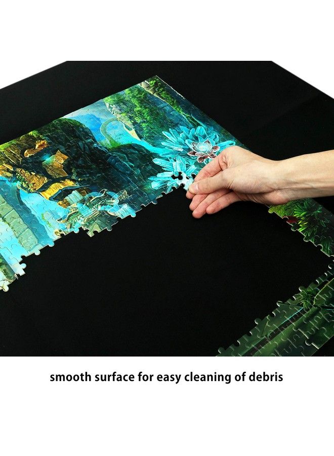 Double Sided Jigsaw Puzzle Mat 2Mm Thick Neoprene Puzzle Roll Mat Portable Puzzle Board Holder Saver With Storage Bag & Plastic Cylinder Up To 1500 Pieces Black & Khaki