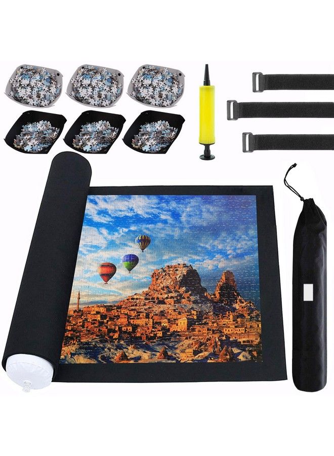 Puzzle Mat Roll Up Puzzles Board For Jigsaw Up To 2000 1500 1000 500 Pieces Large Portable Table Saver Mats Puzzle Keeper Cover With Sorter Trays Storage Bag Kit Holder Organizer Pad For Adults Kid