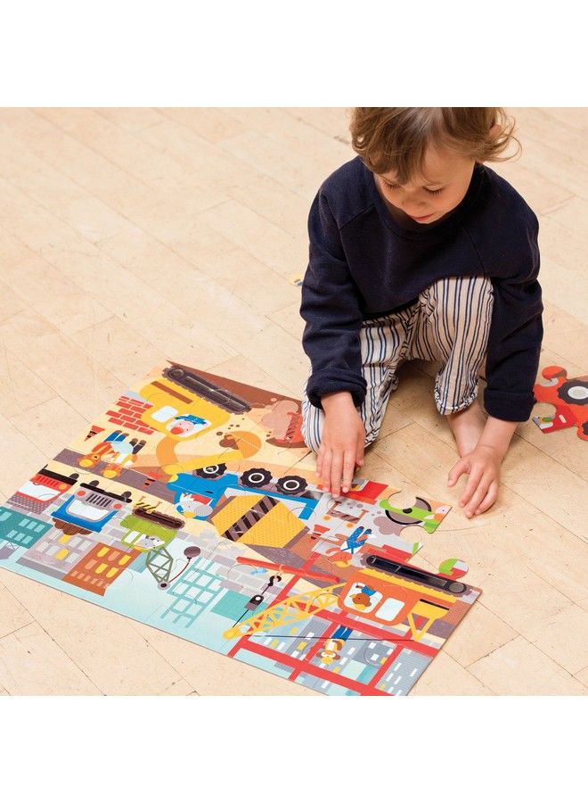 Floor Puzzle Construction Site 24 Pieces Large Puzzle For Kids Completed Construction Jigsaw Puzzle Measures 18” X 24” Makes A Great Gift Idea For Ages 3+