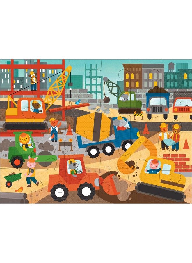 Floor Puzzle Construction Site 24 Pieces Large Puzzle For Kids Completed Construction Jigsaw Puzzle Measures 18” X 24” Makes A Great Gift Idea For Ages 3+