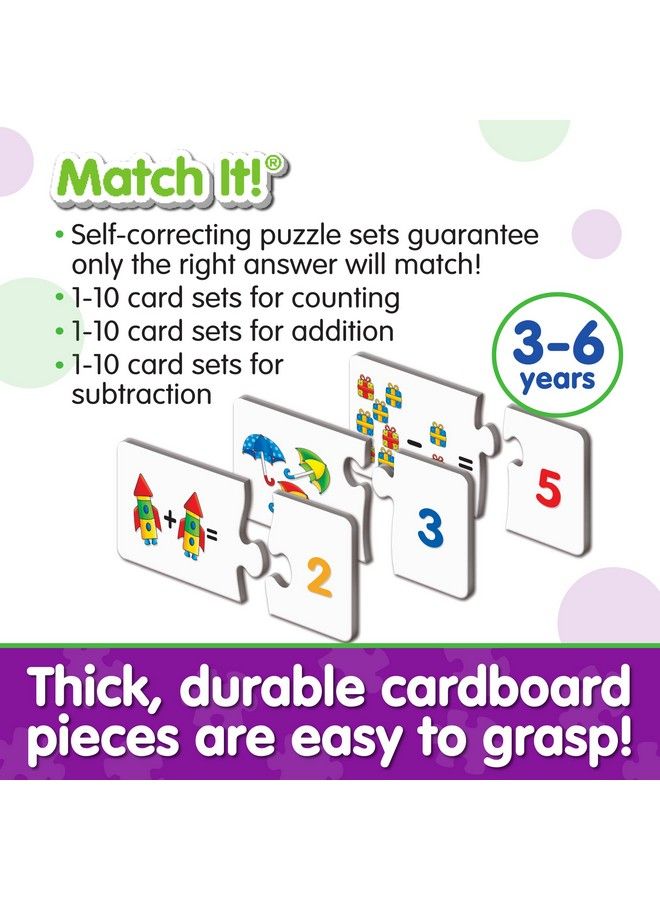 Match It! Mathematics Stem Addition And Subtraction Game Helps To Teach Early Math Facts With 30 Matching Pairs Preschool Games & Gifts For Boys & Girls Ages 3 And Up Multi