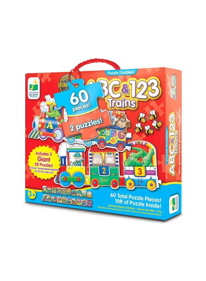 60-Piece Puzzle Doubles ABC And 123 Train Floor Puzzles  854631 10inch