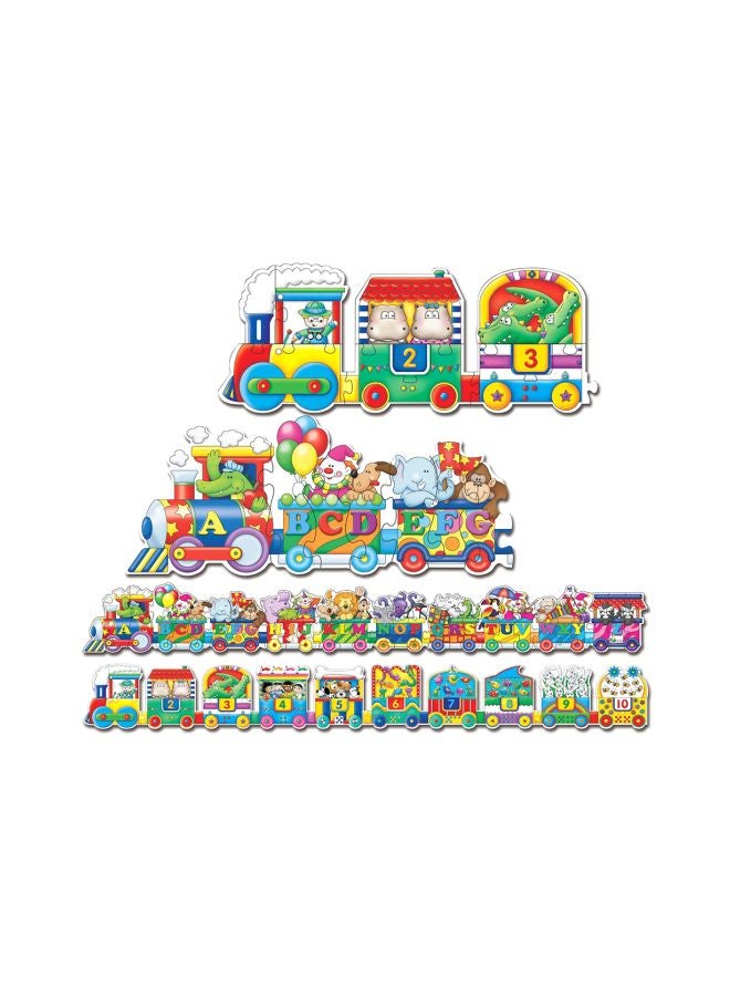 60-Piece Puzzle Doubles ABC And 123 Train Floor Puzzles  854631 10inch
