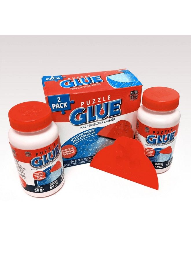 Accessories Jigsaw Puzzle Glue Bottle & Wide Plastic Spreader 5 Ounces Each 2 Pack Clear