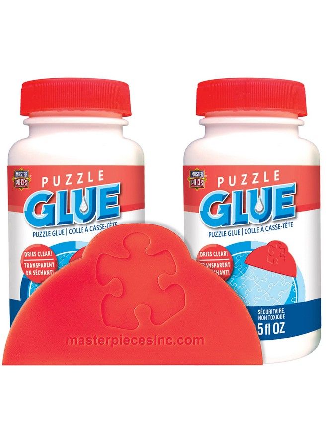 Accessories Jigsaw Puzzle Glue Bottle & Wide Plastic Spreader 5 Ounces Each 2 Pack Clear