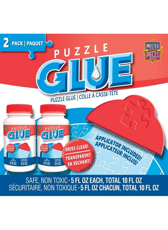 Accessories Jigsaw Puzzle Glue Bottle & Wide Plastic Spreader 5 Ounces Each 2 Pack Clear