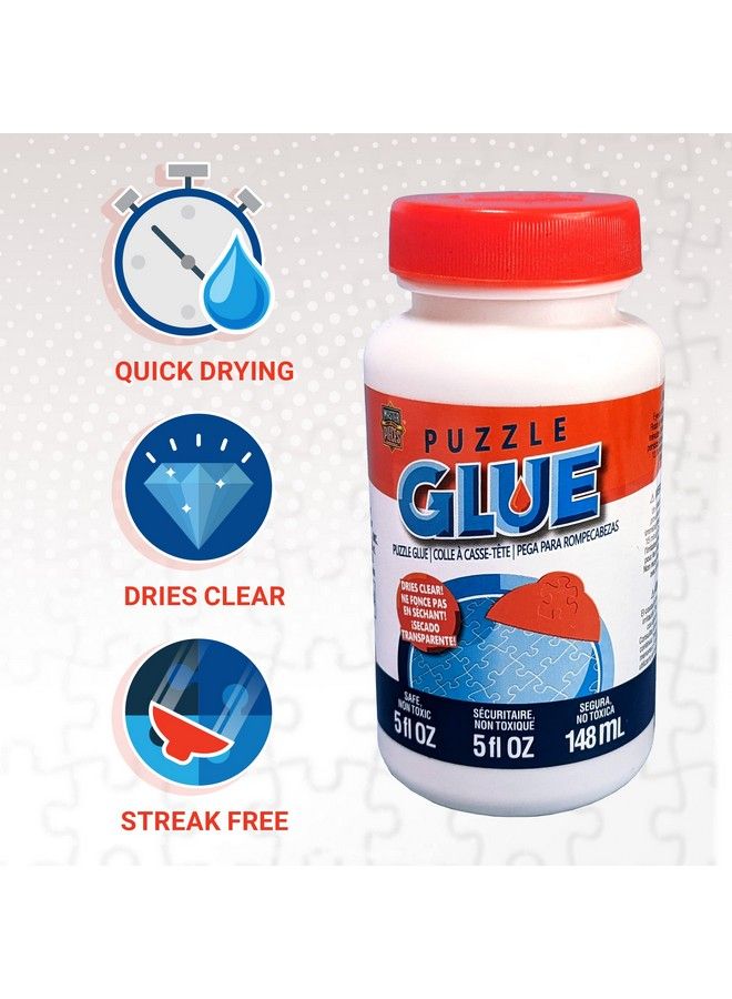 Jigsaw Bottle & Wide Plastic Spreader Puzzle Glue 5 Ounces Blue Orange