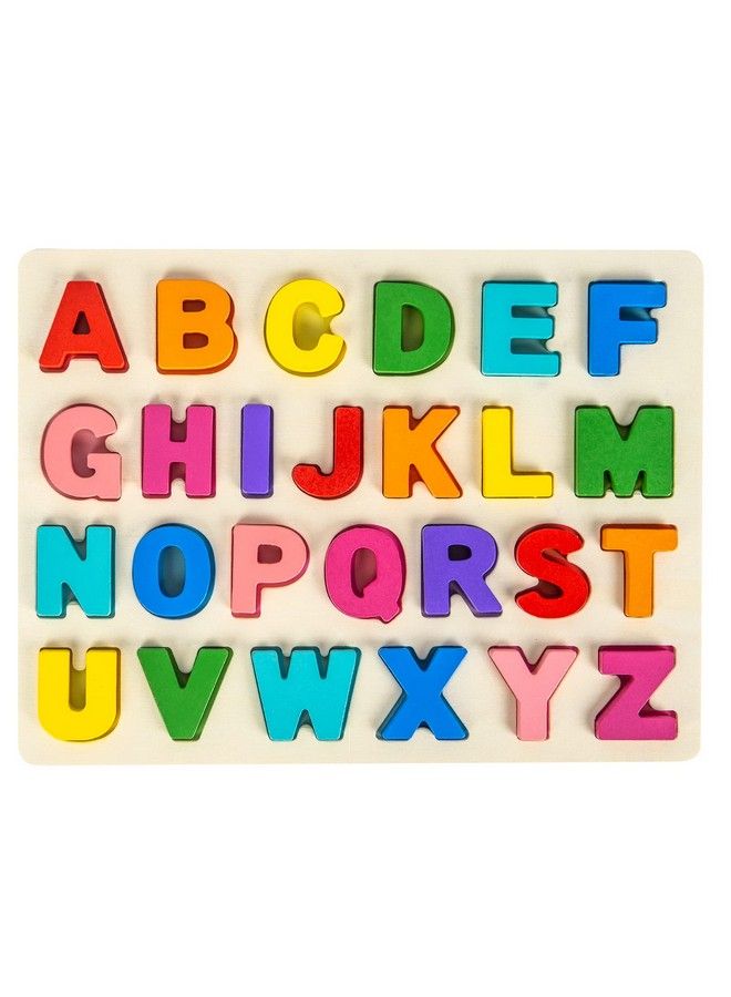 Alphabet Puzzle Wooden Puzzles For Toddlers 1 2 3 4 5 Year Old Abc Puzzle Shape Alphabet Learning Puzzles Toys With Puzzle Board & Letter Blocks Preschool Educational For Girls Boys