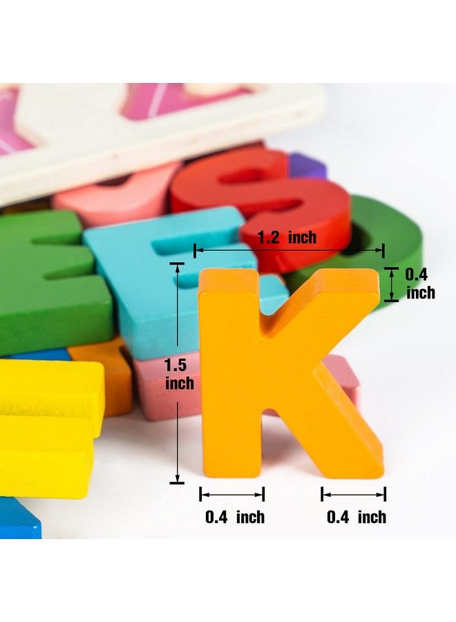 Alphabet Puzzle Wooden Puzzles For Toddlers 1 2 3 4 5 Year Old Abc Puzzle Shape Alphabet Learning Puzzles Toys With Puzzle Board & Letter Blocks Preschool Educational For Girls Boys
