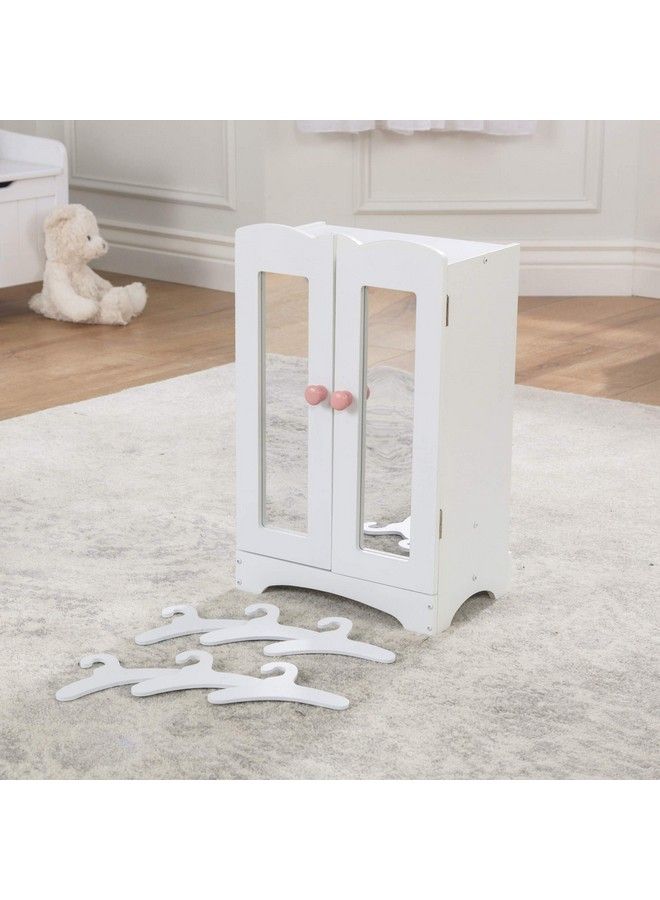 Wooden Lildoll Armoire With 6 Hangers Furniture For 18Inch Dolls White Gift For Ages 3+