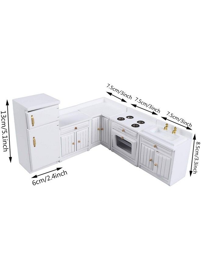 Dollhouse Kitchen Furniture Kit 1:12 Dollhouse Miniature Furniture Wooden Kitchen Cabinet Fridge Set Kitchen Dining Room Furniture For 1:12 Dollhouse Miniatures Scenes Accessories (C)