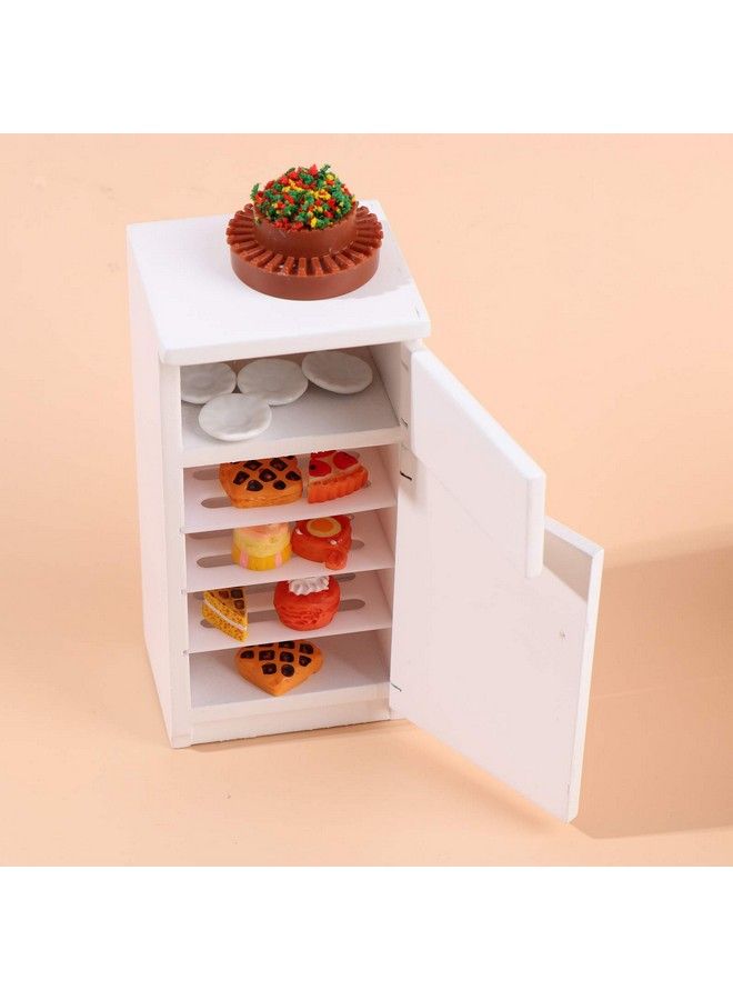 Dollhouse Kitchen Furniture Kit 1:12 Dollhouse Miniature Furniture Wooden Kitchen Cabinet Fridge Set Kitchen Dining Room Furniture For 1:12 Dollhouse Miniatures Scenes Accessories (C)