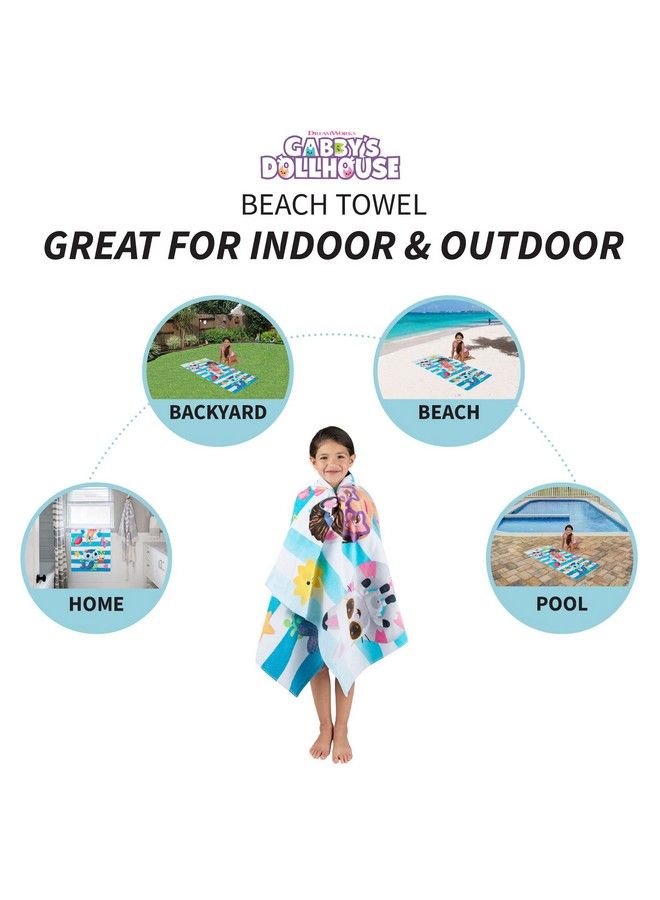 Dreamworks Gabby'S Dollhouse Super Soft Cotton Bath/Pool/Beach Towel 58 In X 28 In (Official Licensed Gabby'S Dollhouse Product)