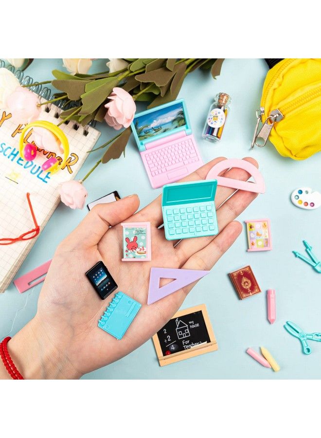 30Pcs Mini School Supplies Doll School Supplies Includes Mini Doll Backpack Laptops Glasses Blackboard Mini Book Palette Paper Ruler Scissors Calculator For Dolls Accessories Set