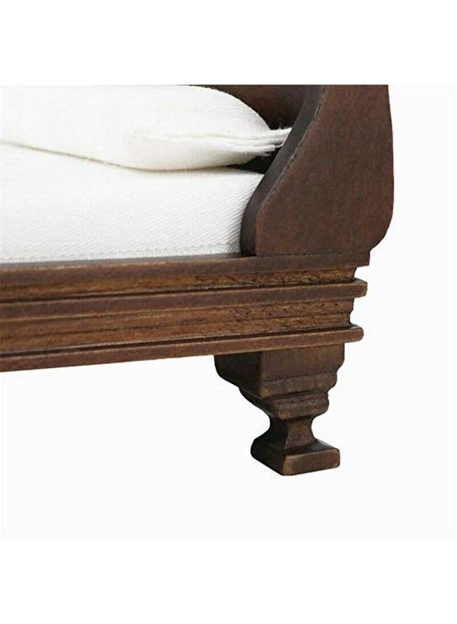 1:12 Dollhouse Miniature Doll Furniture Noble Wooden Single European Style Bed Doll Bed With Bedding And Decorative Pillow