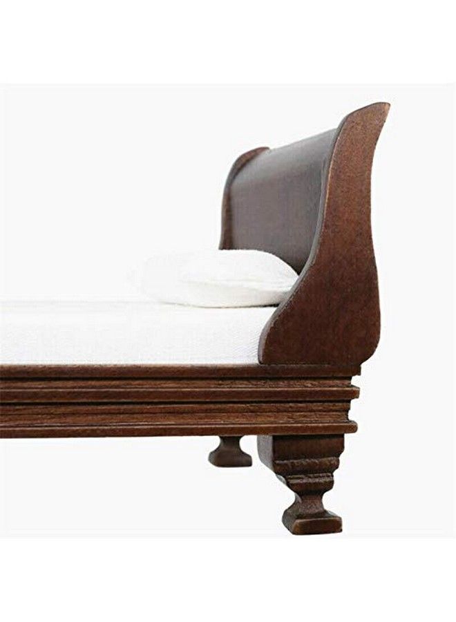 1:12 Dollhouse Miniature Doll Furniture Noble Wooden Single European Style Bed Doll Bed With Bedding And Decorative Pillow