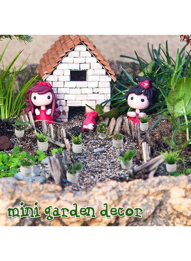 25 Pieces Dollhouse Potted Plants Miniature Artificial Plant Tiny Bonsai Model Mini Flowerpot Fake Succulent Doll House Mini Plant Model Figure For 1:12 Dollhouse Decor Mini Garden (Fresh Style)