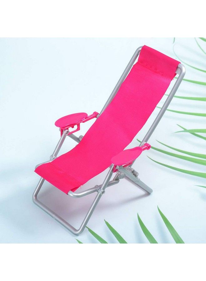 2Pcs Mini Dolls House Miniature Folding Beach Chairs Plastic Beach Lounge Chairs Dollhouse Furniture Accessories