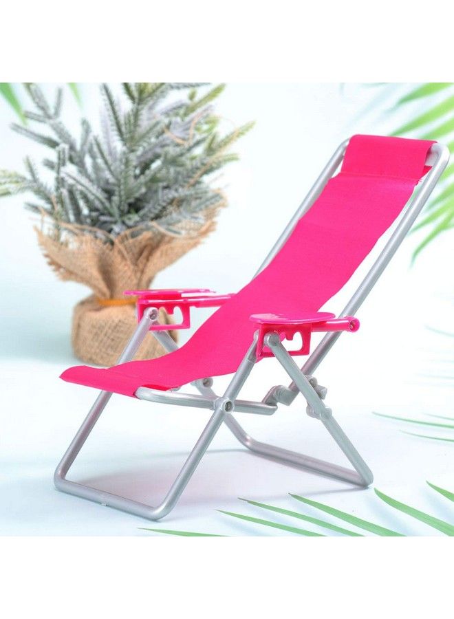 2Pcs Mini Dolls House Miniature Folding Beach Chairs Plastic Beach Lounge Chairs Dollhouse Furniture Accessories