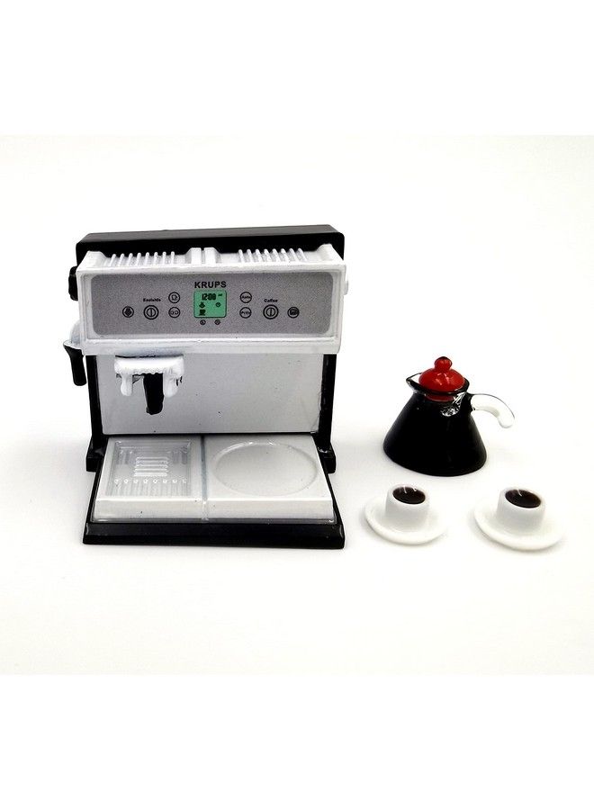 1:12 Dollhouse Miniature Coffee Machine Mini Simulation Coffee Maker Machine Dollhouse Furniture Kitchen Accessories For Children Kids Indoor Entertainment Toy (Coffee Machine + Coffee Pot)