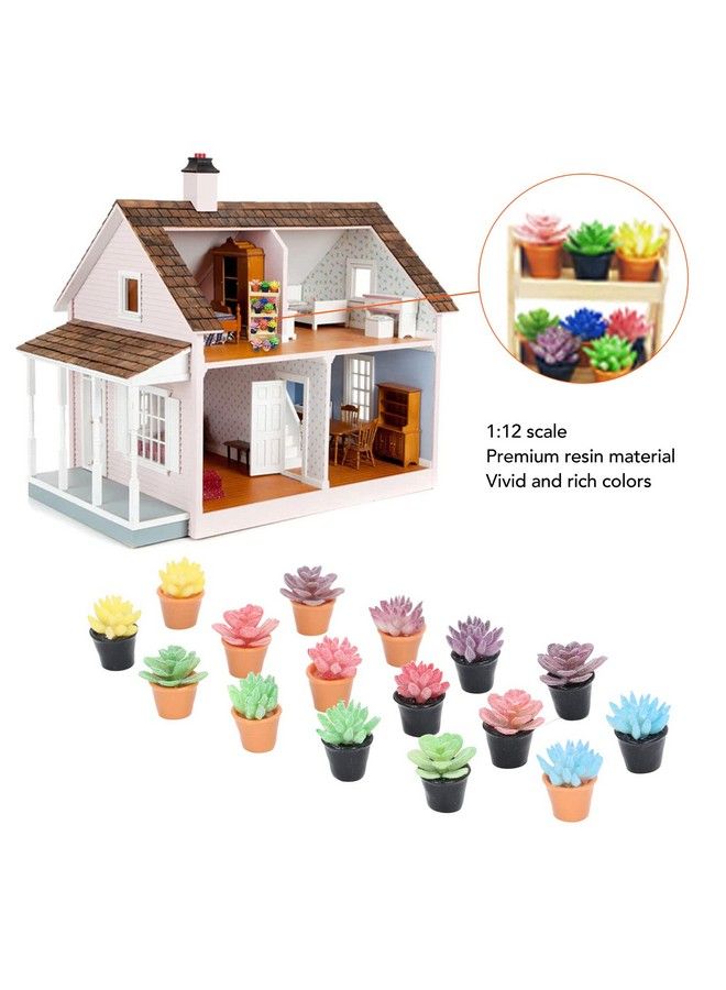 16Pcs Dollhouse Potted Plants Resin Miniature Dollhouse Plants For 1:12 Dollhouse