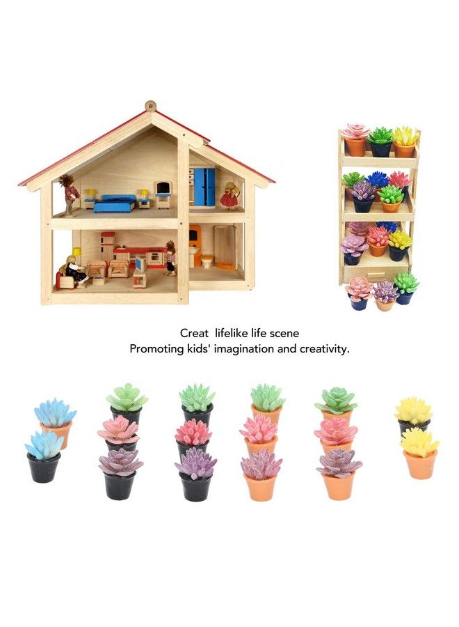 16Pcs Dollhouse Potted Plants Resin Miniature Dollhouse Plants For 1:12 Dollhouse