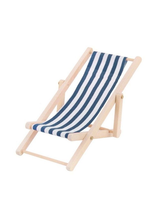 1/12 Mini Wooden Beach Chair Longue Deck Chair For Craft Dollhouse Accessories