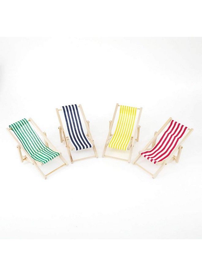 1/12 Mini Wooden Beach Chair Longue Deck Chair For Craft Dollhouse Accessories