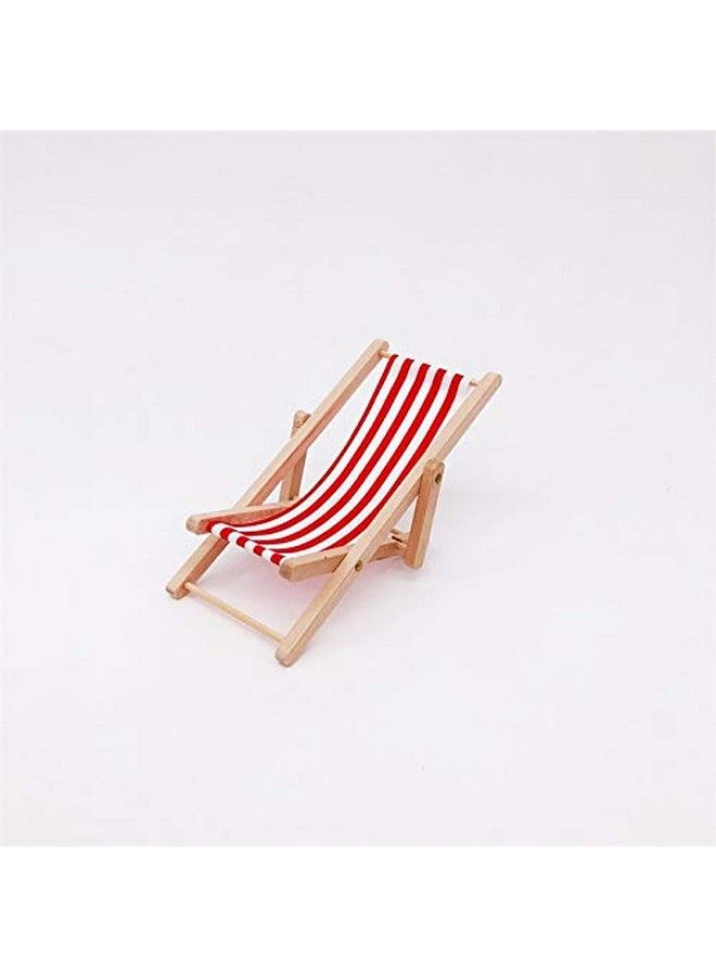 Dollhouse Decoration Mini Wooden Folding Beach Sunbath Chair Longue Deck Chair Craft Dollhouse Accessories