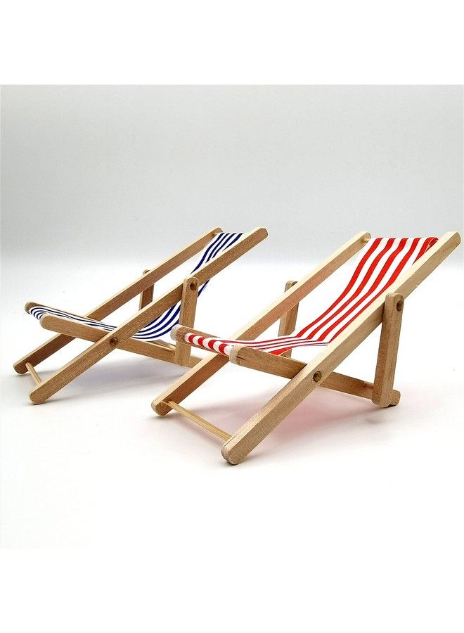 Dollhouse Decoration Mini Wooden Folding Beach Sunbath Chair Longue Deck Chair Craft Dollhouse Accessories