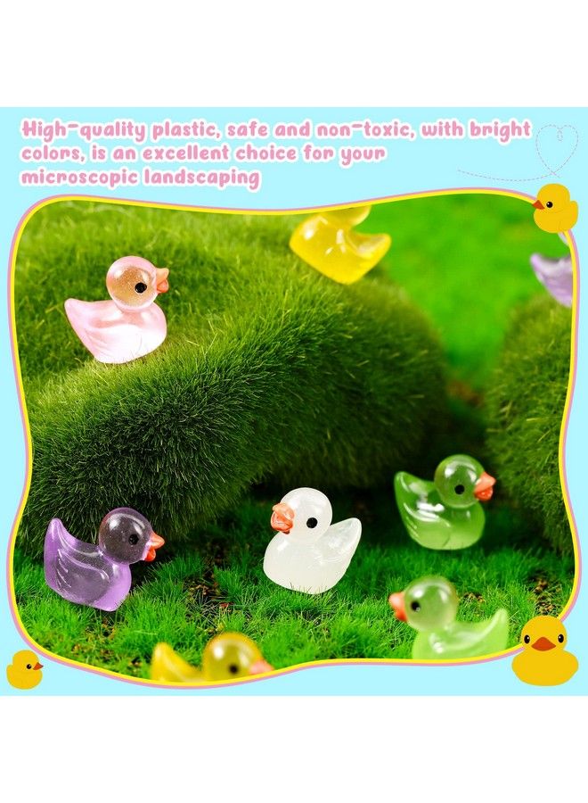 50 Pieces Mini Resin Ducks Decoration Miniature Ornament Tiny Ducks For Diy Garden Dollhouse Duck Accessories Baby Shower Birthday Party Favors Desk Room Crafts Decor (Luminous Colorful)