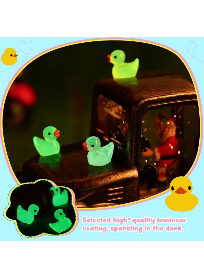 50 Pieces Mini Resin Ducks Decoration Miniature Ornament Tiny Ducks For Diy Garden Dollhouse Duck Accessories Baby Shower Birthday Party Favors Desk Room Crafts Decor (Luminous Colorful)