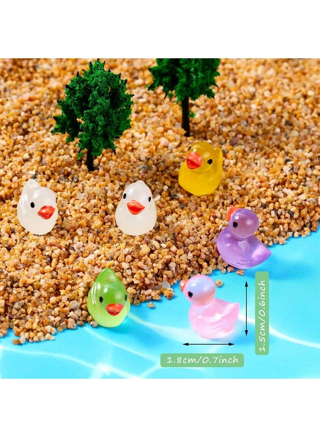 50 Pieces Mini Resin Ducks Decoration Miniature Ornament Tiny Ducks For Diy Garden Dollhouse Duck Accessories Baby Shower Birthday Party Favors Desk Room Crafts Decor (Luminous Colorful)