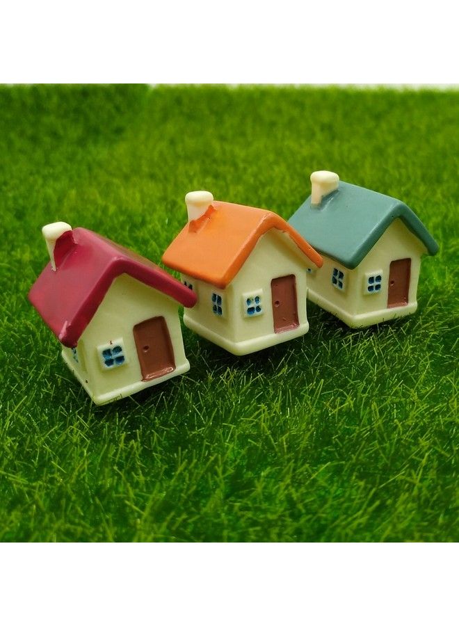 3Pcs Mini House Miniature Ornament Kitsminiature Ornament For Diy Dollhouse Decoration Fairy Garden Plant Décor