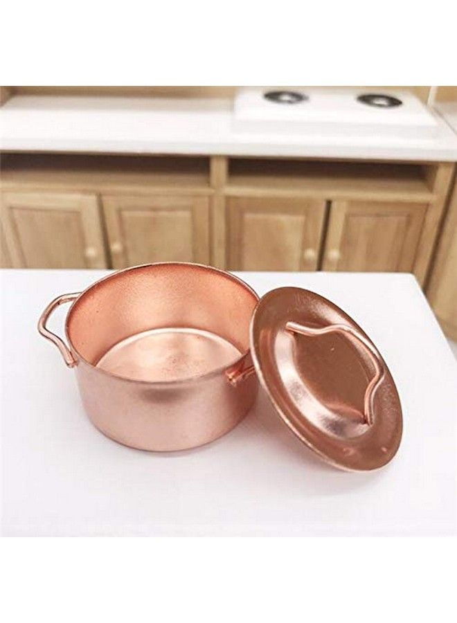Mini Soup Pot 1/12 Dollhouse Miniature Kitchen Copper Pot 1:12 Dollhouse Miniature Furniture Kitchen Room Soup Pot Cooking Pot Landscape Miniature Bronze Frying Pan Pot Cooking Kit