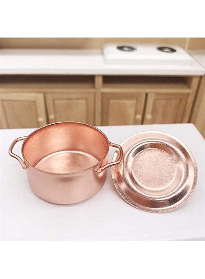 Mini Soup Pot 1/12 Dollhouse Miniature Kitchen Copper Pot 1:12 Dollhouse Miniature Furniture Kitchen Room Soup Pot Cooking Pot Landscape Miniature Bronze Frying Pan Pot Cooking Kit