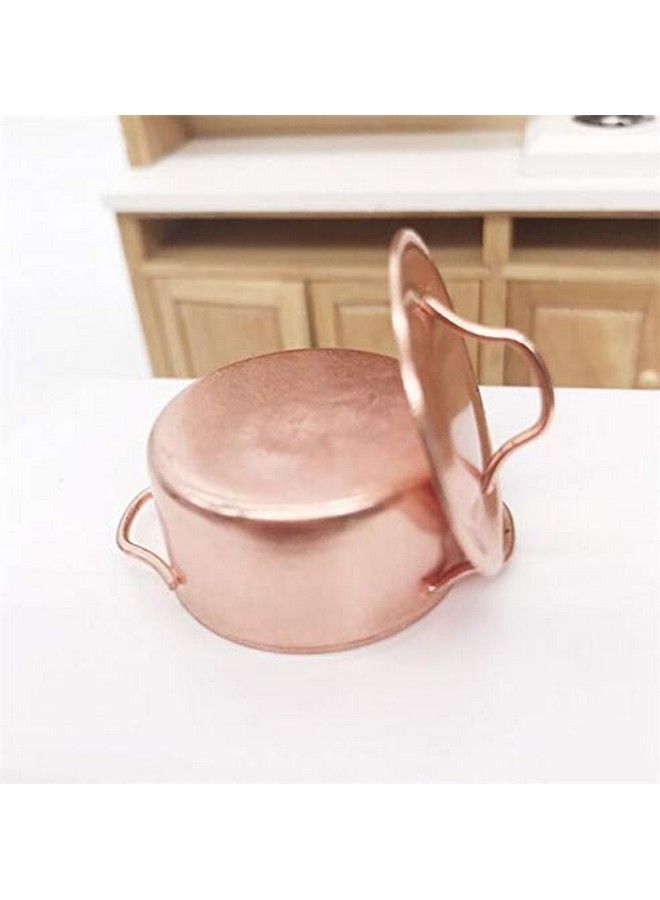 Mini Soup Pot 1/12 Dollhouse Miniature Kitchen Copper Pot 1:12 Dollhouse Miniature Furniture Kitchen Room Soup Pot Cooking Pot Landscape Miniature Bronze Frying Pan Pot Cooking Kit
