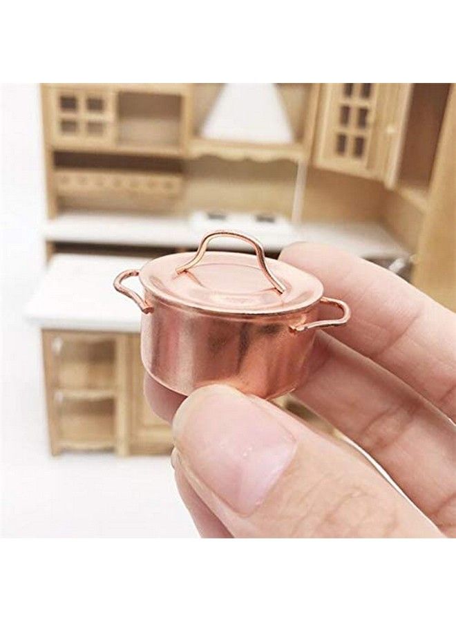 Mini Soup Pot 1/12 Dollhouse Miniature Kitchen Copper Pot 1:12 Dollhouse Miniature Furniture Kitchen Room Soup Pot Cooking Pot Landscape Miniature Bronze Frying Pan Pot Cooking Kit
