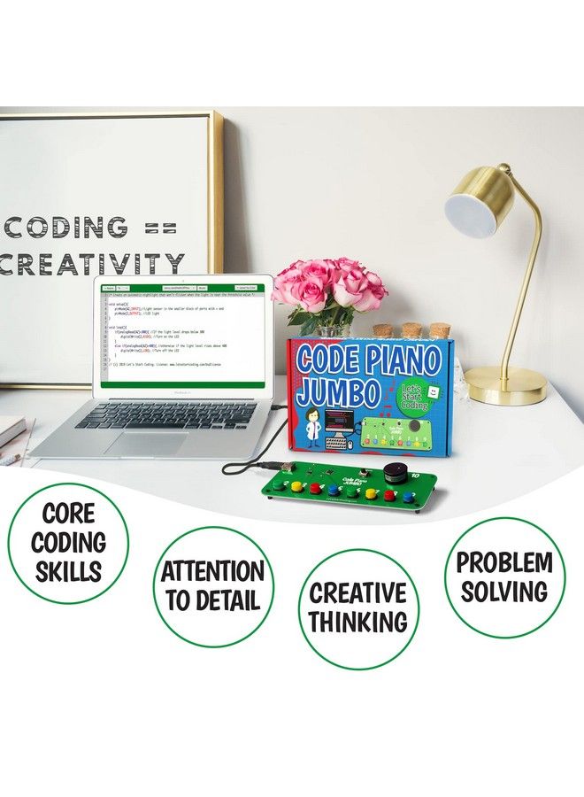 Code Piano Jumbo Coding Kit For Kids 812 ; Learn Steam Skills With Block And Typed Code ; Toy Includes 20+ Online Projects Guidebook And Carrying Case