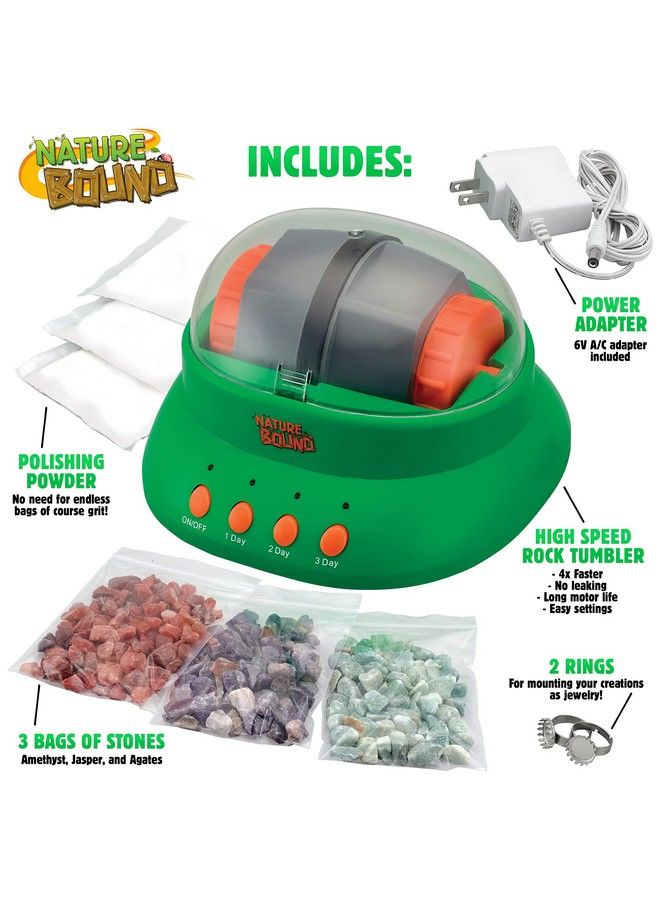 Starter Rock Tumbler Kit For Kids Includes Rough Gemstones Polishing Grits Jewelry Fastenings And Instructions Great Stem Science Kit For The Future Geologist Boys & Girls Ages 8+