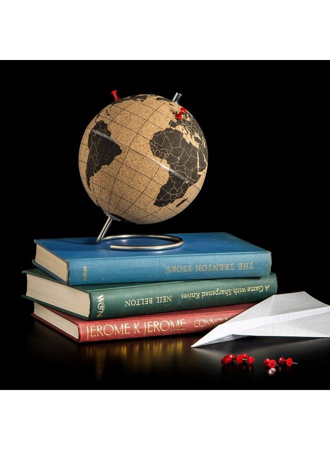 ; Cork Globe ; World Map Pin Board ; Cork Board World Globe Decor ; Travel Map With Pins ; Globes Of The World With Stand ; Travel Decor & Office Desk Decor ; Travel Gifts ; Black Mini