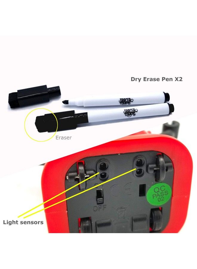 Tracerbot Set (2 Robot Set) Mini Inductive Robot That Follows The Black Line You Draw. Fun Educational And Interactive Stem Toy! Includes Trail Map Dry Erase Board And Playbook